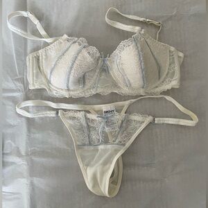 DKNY - White Lace Bra (34B) and Thong (S) set